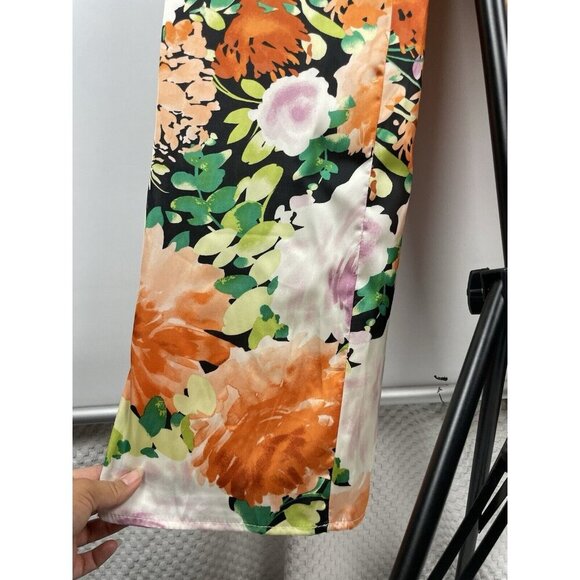 Lulu’s Lovin' It Orange Multi Floral Print Satin One-Shoulder Jumpsuit Size S - Picture 14 of 16